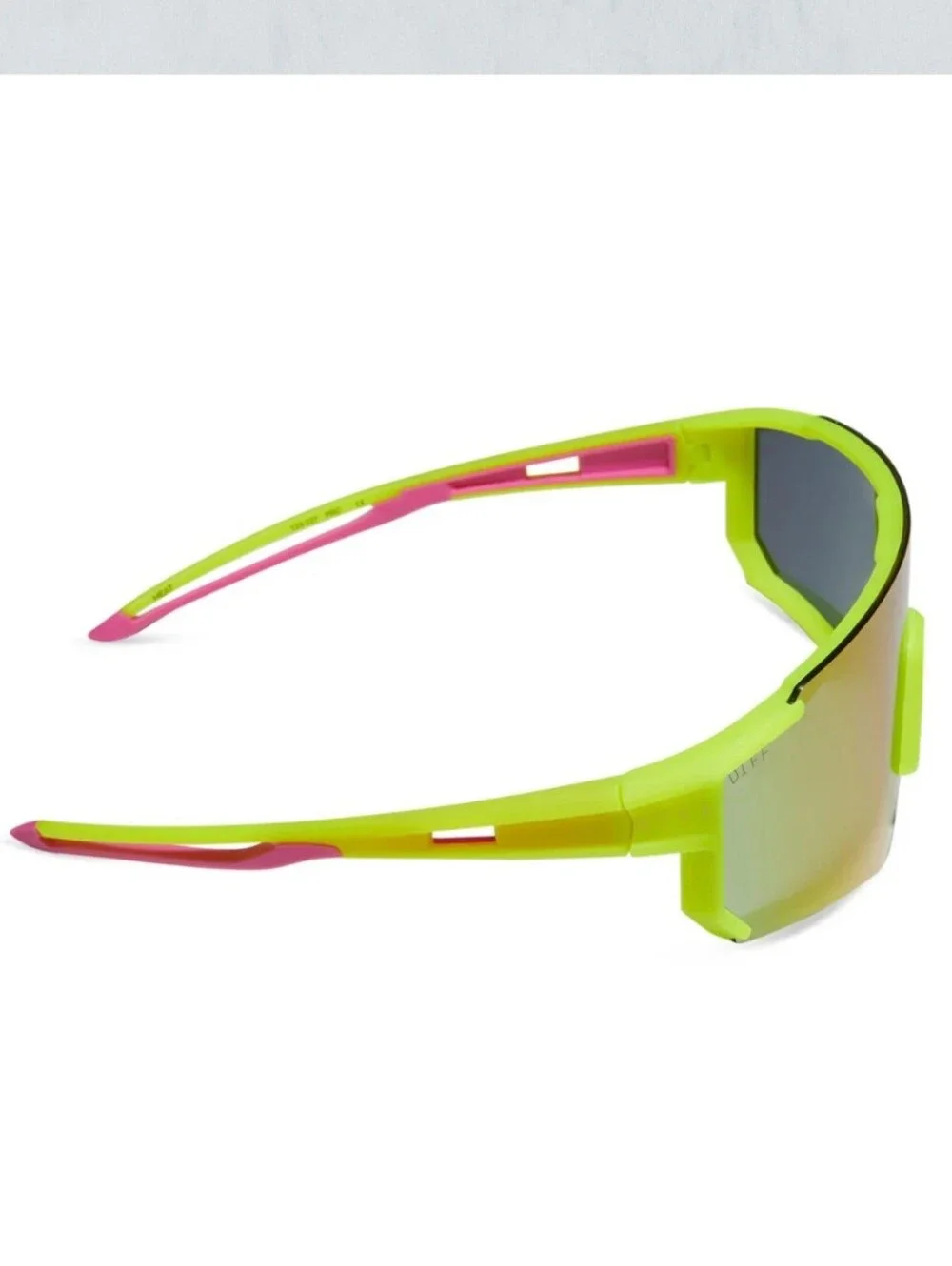 NWOT! DIFF Eyewear,UNISEX HEAT,Neon Yellow Pink Rush,Mirror Polarized Sunglasses